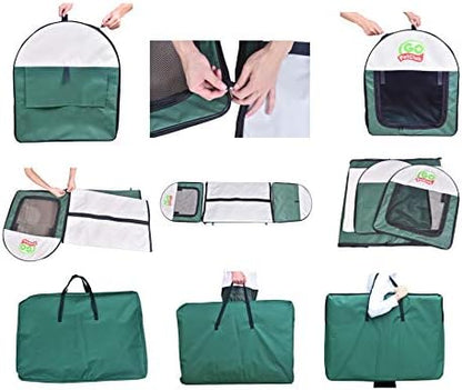 Go Pet Club 18" Rounded Top Soft Collapsible Dog Crate, Portable Pet Carrier, Thick Padded Pet Travel Crate for Indoor & Outdoor, Soft Sided Pet Foldable Kennel Cage with Durable Mesh Windows, Green