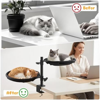 Topmart Double-Deck Cat Desk Bed with 360° Rotating & Adjustable Height