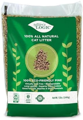 NATURE'S LOGIC Pine Pellet Cat Litter - 100% Natural - Unscented, 12 lb