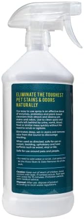 ALZOO Pet Stain & Odor Remover Spray for Dog & Cat Urine, Carpet, Furniture & Floors | Active Enzyme & Probiotic Formula | Lavender Vanilla Scent | Made in USA | 32 oz