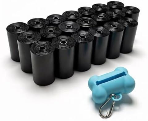 Dog Poop Bags 300 Count,9x13 Inch,20 Micron Thick,Black Unscented,Dispenser