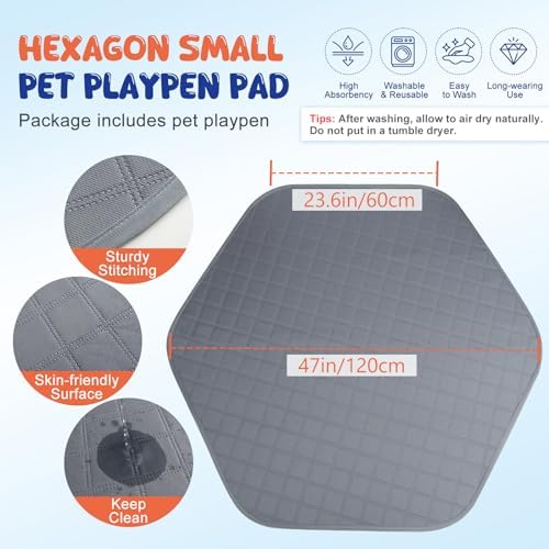 Pawaboo Small Animals Playpen with Pad, Blue+Gray