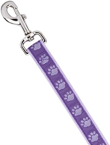 Casual Canine TwoTone Pawprint Dog Lead, 6-Foot x 1-Inch, Purple