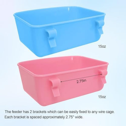6 Pack Feeder (Blue, Pink), Hanging Feeder,Food and Water Container, Bath Water Bowl Universal for Birds Hamsters Mice Rats Rabbit Guinea Pig Small Pets (S)