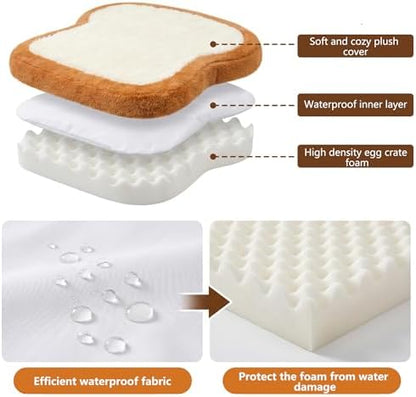 Dog Bed Medium Sizes, Waterproof Toast Shaped Dog Bed Mat with Orthopedic Foam, Machine Washable Non-Slip Pet Bed, Plush Soft Puppy Mat for Indoor Use