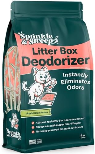 Sprinkle & Sweep: Litter Box Deodorizer - 8oz Bag - Cat & Kitten Home Odor Neutralizer, Ultra-Absorbent Formula, Non-Toxic & Safe, Pet Smell Control