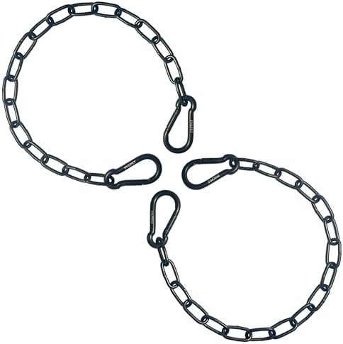 304 Stainless Steel Gate Chain 550lbs Capacity - 20" x 5/32" with M7 Carabiners, Chain Link Gate Latch for Outdoor Fence Livestock, Safety Hanging Metal Chain with 4 Carabiners, Black, 2 Pack
