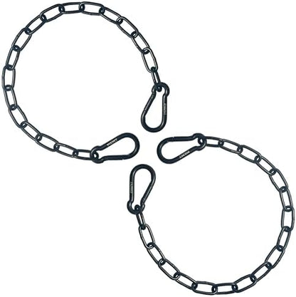 304 Stainless Steel Gate Chain 550lbs Capacity - 20" x 5/32" with M7 Carabiners, Chain Link Gate Latch for Outdoor Fence Livestock, Safety Hanging Metal Chain with 4 Carabiners, Black, 2 Pack