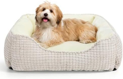 MIXJOY Rectangle Washable Orthopedic Dog Bed for Small, Medium and Large Dogs, Soft Calming, Sleeping Puppy Bed Durable Pet Cuddler with Anti-Slip Bottom, S (20"x19"x6")