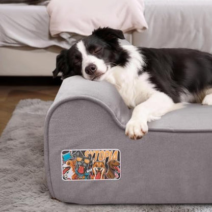 Sytopia Orthopedic Dog Beds for Large Dogs – 7" Extra Thick Memory Foam Pet Couch for Senior Dogs and Great Danes with Waterproof Liner & Washable Cover, Nonskid Bottom, 46"x28"x7", Grey