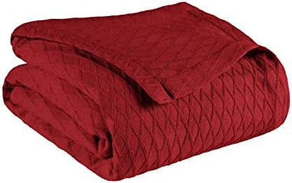 Superior Diamond Weave All-Season Cotton Blanket, Cover for Home, Couch, Bed, Soft, Warm Blankets, Boho Aesthetic, Comfy, Cozy, and Cute Covers, Decorative Bedding Essentials, Full/Queen, Burgundy