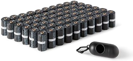 Amazon Basics Dog Poop Leak Proof Bags with Dispenser and Leash Clip, Unscented, 13" x 9", 900 Count (60 Rolls)