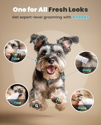 oneisall 4 in 1 Dog Grooming Kit with LCD Display (White)