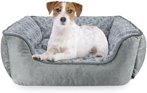 JOEJOY Rectangle Dog Bed for Large Medium Small Dogs Machine Washable Sleeping Dog Sofa Bed Non-Slip Bottom Breathable Soft Puppy Bed Durable Orthopedic Calming Pet Cuddler, Multiple Size, Grey