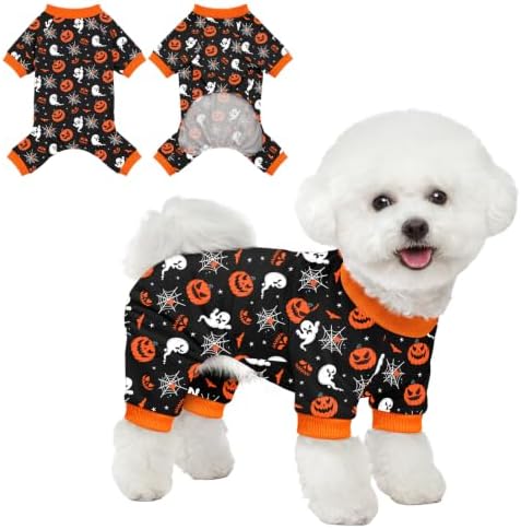 Dog Halloween Pajamas for Small Medium Dog Halloween Pjs Dog Onesie Cute Soft Breathable Puppy Pet Stretchy Dogs Recovery Suit for Boy Girl-L