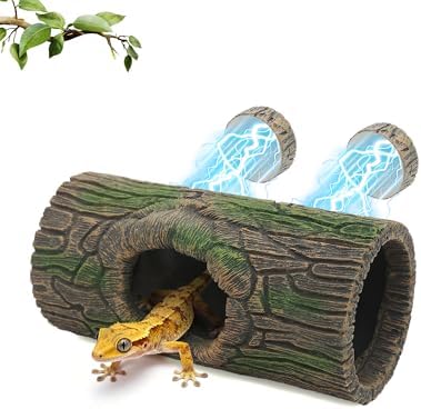 REPTITRIP Magnetic Crested Gecko Hideout - Resin Hollow Log Cave, Reptile Hide Cave, Reptile & Amphibian Habitat Hide, Terrariums Decor