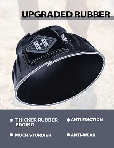 Harrison Howard Rubber Bell Boots for Horses, Hoof Overreach Protection for Horses, w/Upgraded Leather Touch Tape