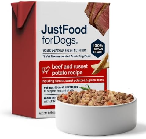 JustFoodForDogs Pantry Fresh Wet Dog Food, Complete Meal or Dog Food Topper, Beef & Potato Human Grade Dog Food Recipe - 12.5 oz (Pack of 12)