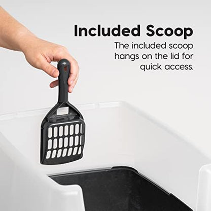 IRIS USA Large High Sided Cat Litter Box, Scatter Shield