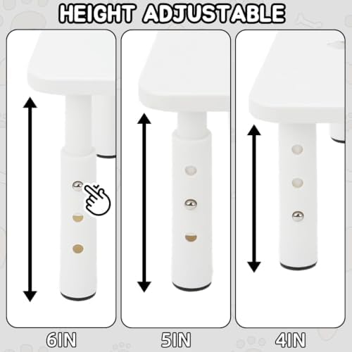 2 Pack Cat Food Stands, White Adjustable Stand for Cats & Dogs