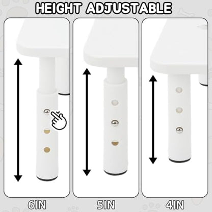 2 Pack Cat Food Stands, White Adjustable Stand for Cats & Dogs