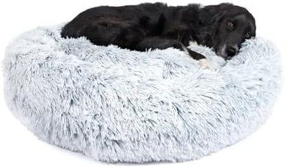 Barkbox Dog Bed, 2-in-1 Memory Foam Donut Cuddler Dog and Cat Bed, Calming Orthopedic Joint Relief Fur Crate Lounger for Pets, Machine Washable + Removable Cover, Waterproof Lining, Includes Toy