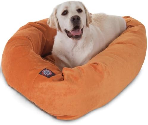 Majestic Pet Micro Velvet Dog Bed, 40 Inch Large, Round, Washable, Orange