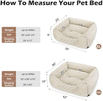 INVENHO X-Large Dog Bed Rectangle Washable Orthopedic Soft Calming Sleeping Durable Pet Cuddler with Anti-Slip Bottom