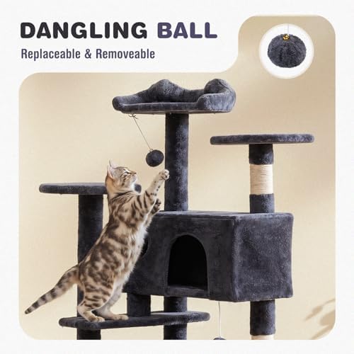 54 Inch Cat Tree Tower with Sisal Scratching Posts