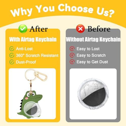 Leather Keychain Holder Case for AirTag, Cute Protective Cover for Apple Airtag KeyChain, GPS Tracker Item Finder