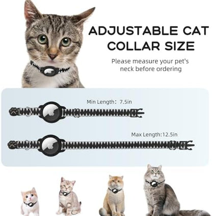 AirTag Cat Collars, Stretchy Collar with AirTag Holder and Bell