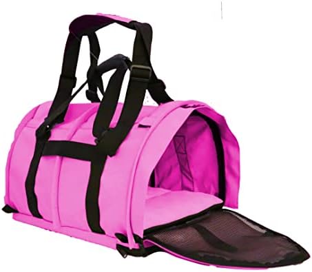 SturdiBag Large Pet Travel Carrier: Flexible Height for Cat and Dog Soft Sided with Safety Clips and Seatbelt Straps | HOT Pink, 18" x 12" x 12" (PN: SB2-PRO-HP)