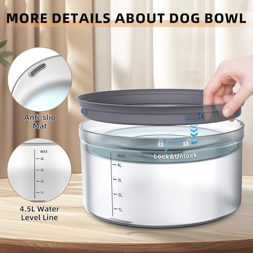 Decflow 1.2Gal No Spill Dog Water Bowl with Slow Drinking Feeder