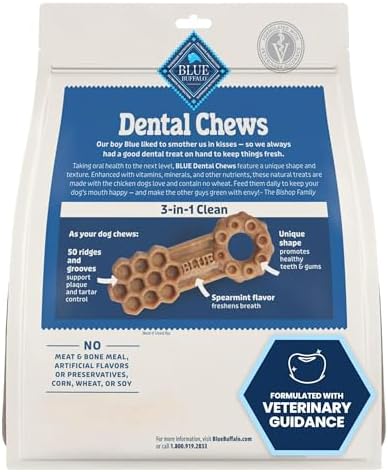 Blue Buffalo Chicken & Spearmint Small Dental Chews, 84 ct, 34 Ounce (Pack of 3)