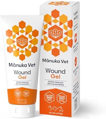 Manuka Vet Skin & Wound Gel, 500+ MGO Medical Grade Manuka Honey, Rapid Healing & Skin Repair Treatment for Dogs, Horses and Cats, 3.53oz (100g) Tube