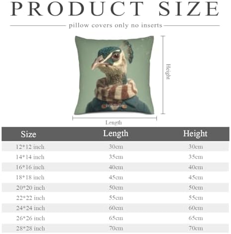 InkRain Winter Animal Cute Peacock Pillow Cover 22x22 Inch Set of 2 Home Decor Decorative Cotton Linen Illustration Pillowcases for Living Room House Sofa