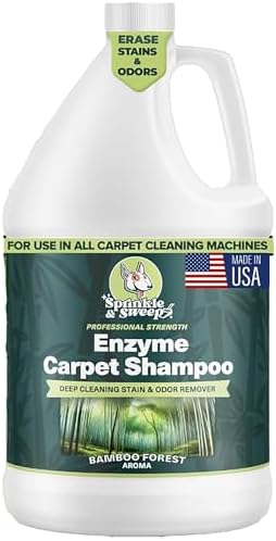 Sprinkle & Sweep: Enzyme Carpet Shampoo - 1 Gal, Deep Cleaning Pet Stain & Odor Remover, Dog Cat Mess-Urine-Accident Solution, All Machine Compatible