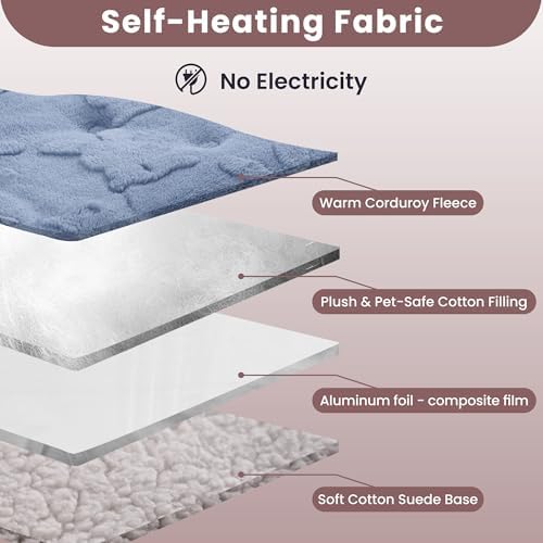 Self Warming Cat Bed, 36 X 23 Inch Reversible Two-Sided Use Self Heating Mat for Cats and Dogs, Washable Cat Warming Pad for Indoor Use, Cozy Flannel Base. (L - 36 X 23 Inch)