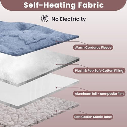 Self Warming Cat Bed, 36 X 23 Inch Reversible Two-Sided Use Self Heating Mat for Cats and Dogs, Washable Cat Warming Pad for Indoor Use, Cozy Flannel Base. (L - 36 X 23 Inch)