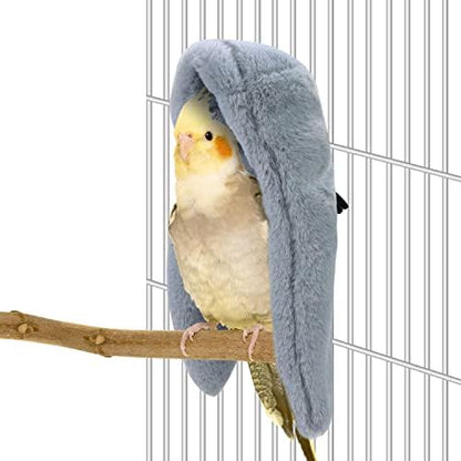 Wontee Cozy Bird Blanket Parrot Cage Snuggle Hut Warm Bird Nest House Bed Hanging Hammock for Parakeet Cockatiel Conure African Grey (Medium, Grey)