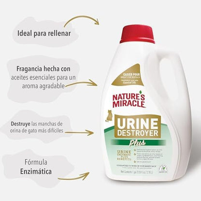Nature's Miracle Cat Urine Destroyer Plus, Enzymatic Cleaner, 1 gal