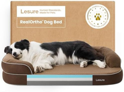 LE SURE RealOrtho™ XL 3-Layer Orthopedic Dog Beds Large Sized Dog,42" Brown