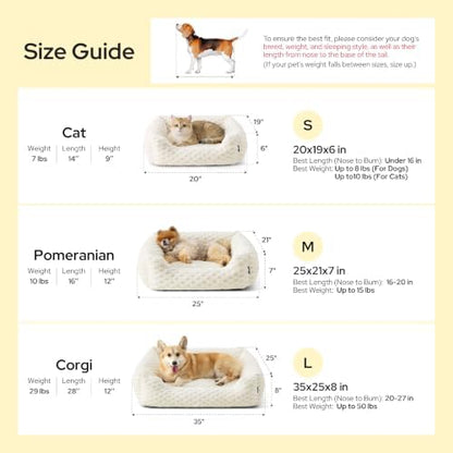 Bedsure Washable Fluffy Cute Dog Beds for Small & Medium Dogs, 25in Cream