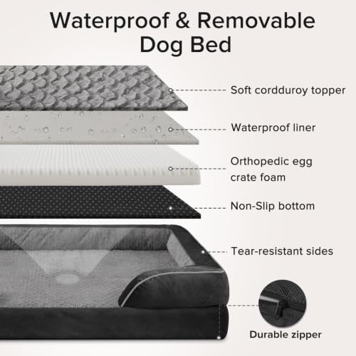 INVENHO XXL Plus Orthopedic Dog Beds Large Sized, XL Washable Dog Sofa with Egg-Crate Foam, Waterproof Lining and Non-Skid Bottom