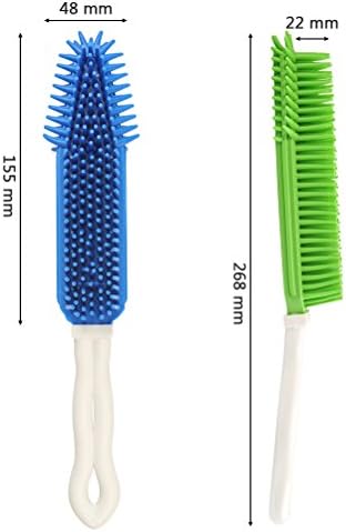 [2Pcs] Pet Hair Remove Brush, Car & Auto Detailing Portable Dogs Cats Hair&Lint Remover Rubber Massage for Furniture, Car Interiors, Carpet (Blue and Green)