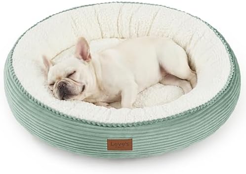 Love's cabin Round Donut Cat and Dog Cushion Bed, 30in Pet Bed for Medium or Large Dogs, Anti-Slip & Water-Resistant Bottom, Soft Durable Fabric Pet Beds, Washable Calming Cat Bed, Apple Green