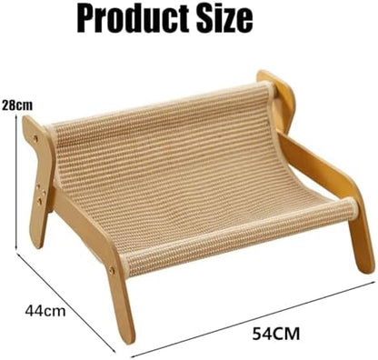 AMEIR Cat Lounger Scratcher Cats Sisal Chair, Pet Scratch Lounge, Wooden Cat Bed Rocker, 2-in-1 Kitten Scratch Pad and Lounger, Wear Resistant Scratching Sisal Chair for Cats