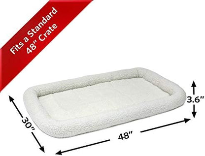 MidWest Homes for Pets QuietTime Dog Bed - White Fleece Bolster, Ultra-Soft and Machine Washable, Fits 48-Inch Crates and Carriers, for Extra-Large Breed Dogs