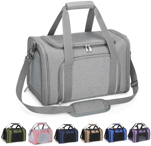 Pet Carrier for Cats and Small Dogs Up to 15 lb, Grey, Medium