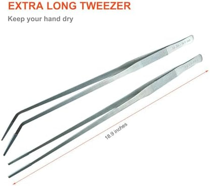 2 Pack Aquarium Tweezers Rubber Tip Covers, Stainless Steel Feeding Tongs